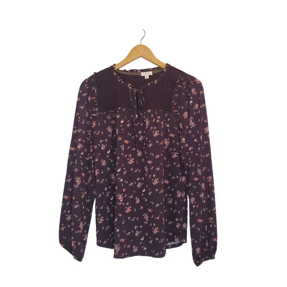 Mason & Belle Floral LS Blouse Women's Size Medium Plum Cottagecore Grandmacore - Picture 9 of 14